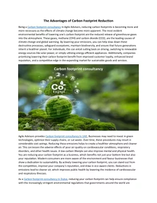 The Advantages of Carbon Footprint Reduction