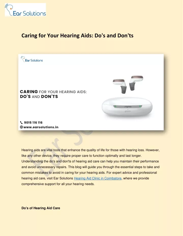 caring for your hearing aids do s and don ts