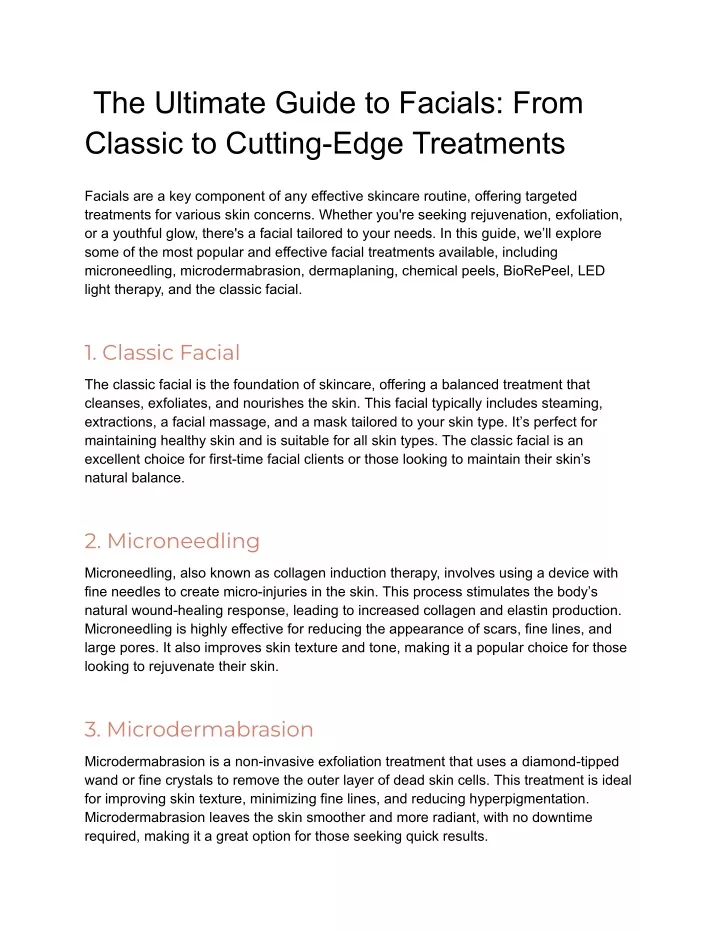 the ultimate guide to facials from classic