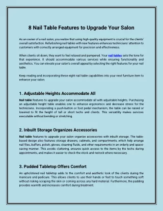 Nail Tables: Essential Furniture for Every Salon