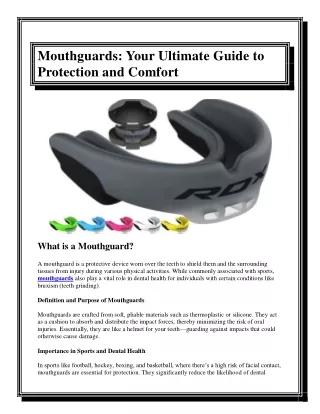 Mouthguards Your Ultimate Guide to Protection and Comfort