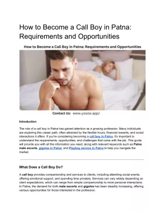 How to Become a Call Boy in Patna_ Requirements and Opportunities