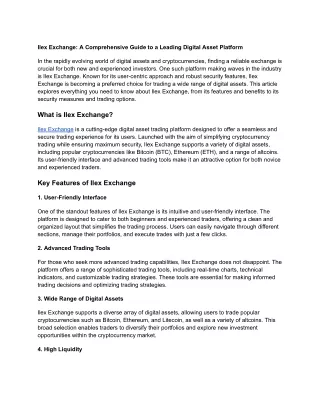 ilex exchange a comprehensive guide to a leading