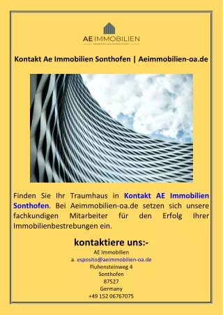 Kontakt Ae Immobilien Sonthofen  Aeimmobilien-oa.de