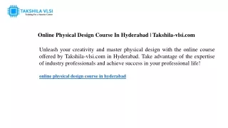 online physical design course in hyderabad