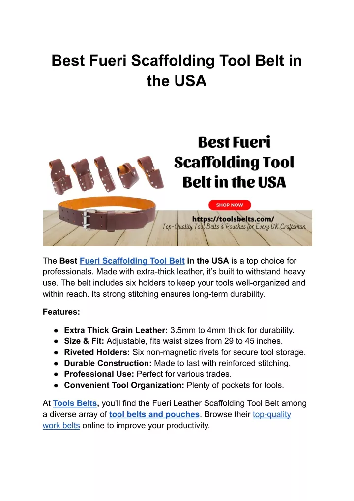 best fueri scaffolding tool belt in the usa