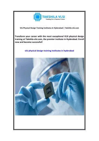 vlsi physical design training institutes
