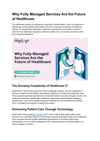 Why Fully Managed Services Are the Future of Healthcare