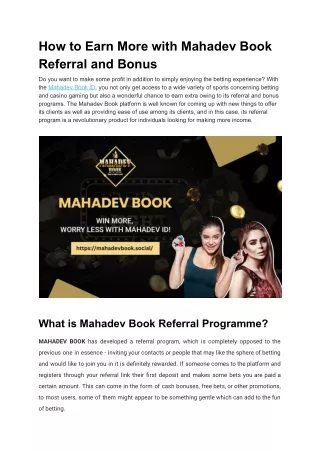 How to Earn More with Mahadev Book Referral and Bonus