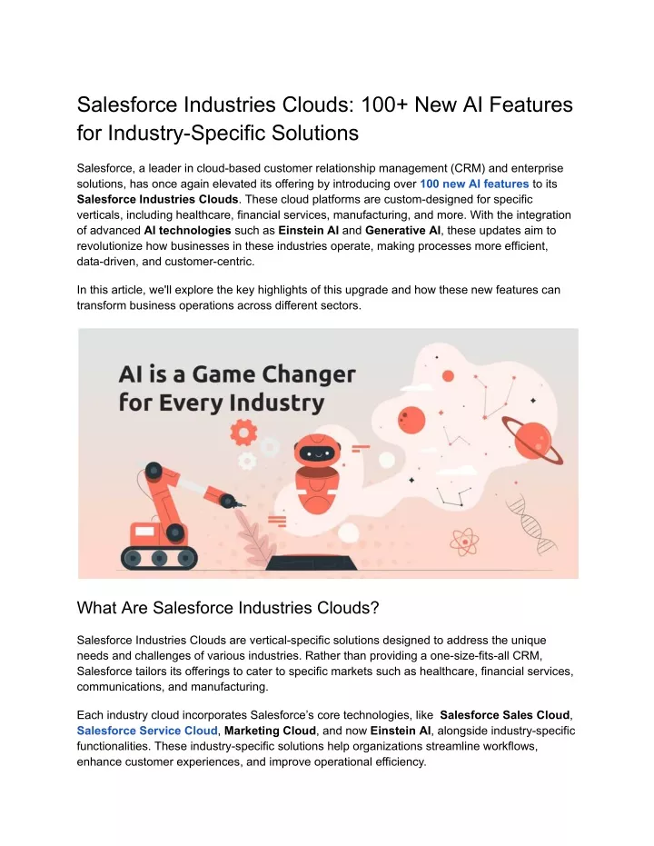 salesforce industries clouds 100 new ai features