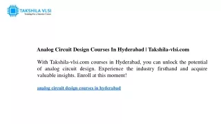 analog circuit design courses in hyderabad