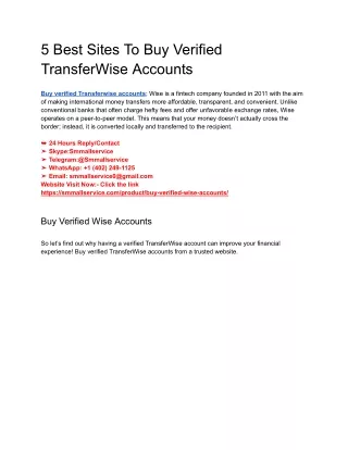 5 Best Sites To Buy Verified TransferWise Accounts