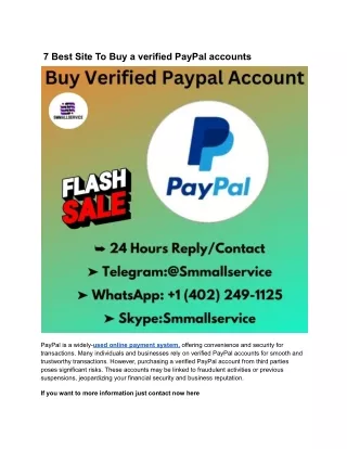 7 Best Site To Buy a verified PayPal accounts