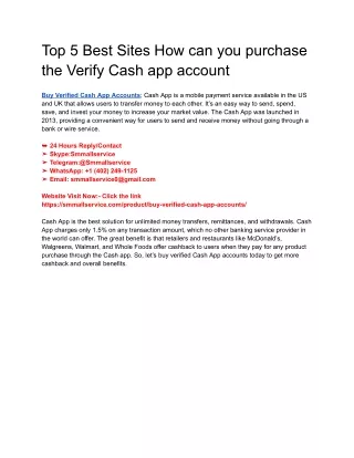 Top 5 Best Sites How can you purchase the Verify Cash app account