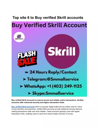 Top site 6 to Buy verified Skrill accounts