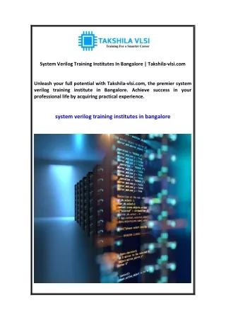 system verilog training institutes in bangalore