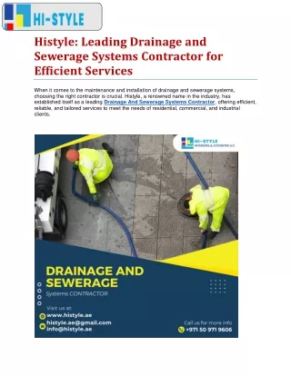 Leading Drainage and Sewerage Systems Contractor