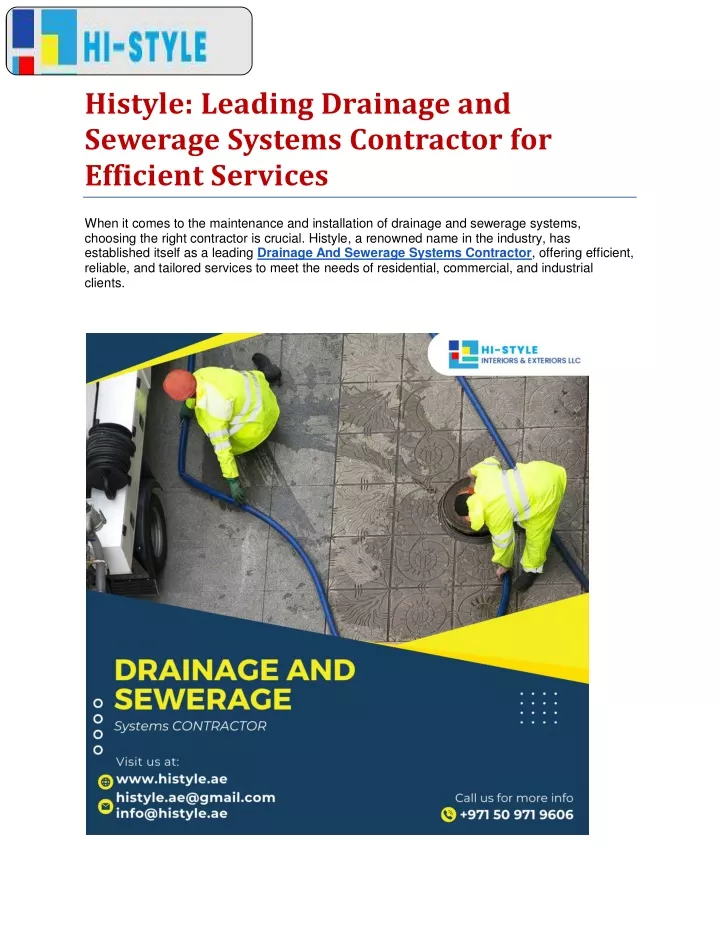 histyle leading drainage and sewerage systems