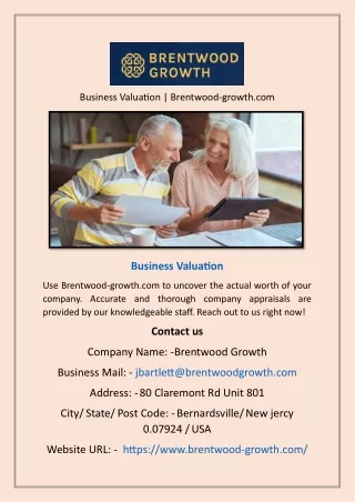 Business Valuation | Brentwood-growth.com