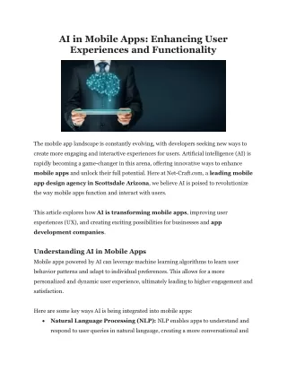 ai in mobile apps enhancing user experiences