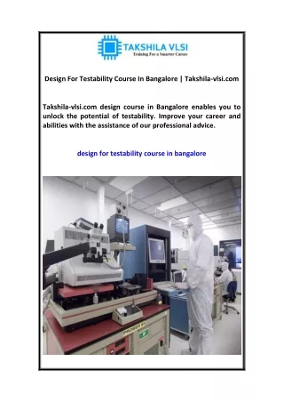 design for testability course in bangalore