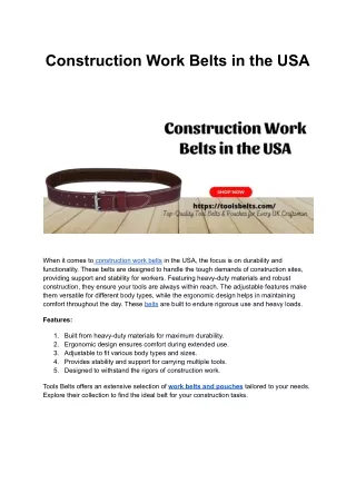 Construction Work Belts in the USA