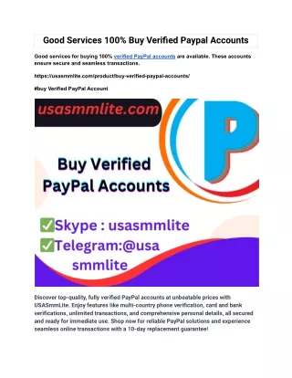 good services 100 buy verified paypal accounts