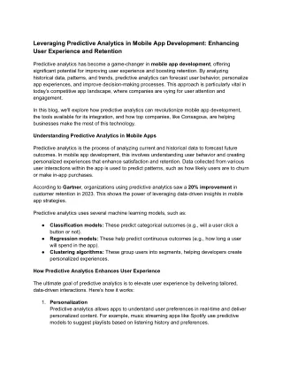 Leveraging Predictive Analytics in Mobile App Development_ Enhancing User Experience and Retention
