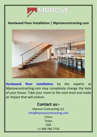 Hardwood Floor Installation  Mprovecontracting.com