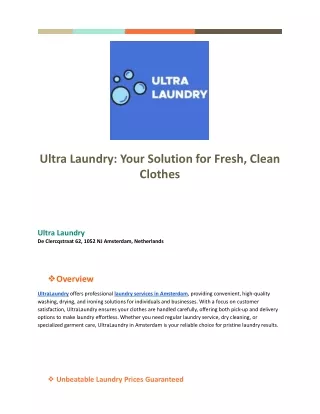 Reliable Laundry Service in Amsterdam : Quick & Convenient | Ultra Laundry