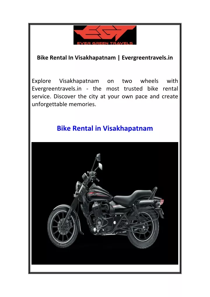 bike rental in visakhapatnam evergreentravels in