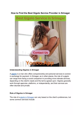 how to find the best gigolo service provider