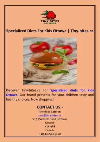 Specialized Diets For Kids Ottawa  Tiny-bites.ca