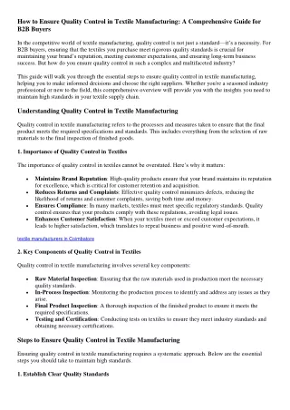 how to ensure quality control in textile