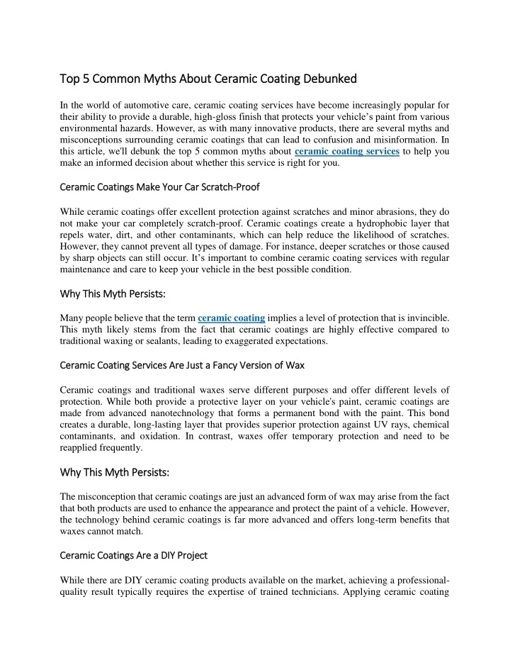 PPT - Top 5 Common Myths About Ceramic Coating Debunked PowerPoint ...