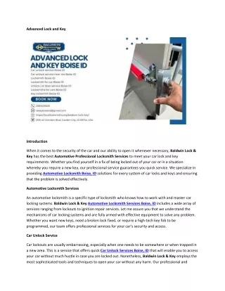 Advanced Lock and Key