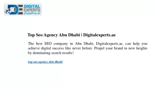Top Seo Agency Abu Dhabi  Digitalexperts.ae