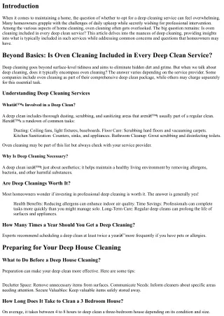 Beyond Basics: Is Oven Cleaning Included in Every Deep Clean Service?