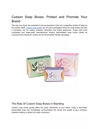 custom soap boxes protect and promote your brand