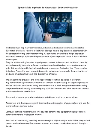 specifics it is important to know about software