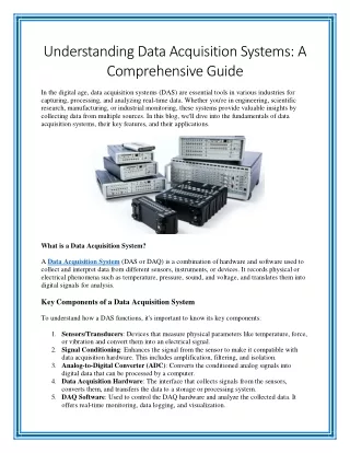 understanding data acquisition systems