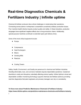 Real-time Diagnostics Chemicals & Fertilizers Industry _ Infinite uptime