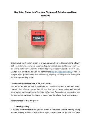 how often should you test your fire alarm