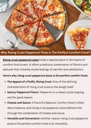 Why Rising Crust Pepperoni Pizza Is The Perfect Comfort Food?