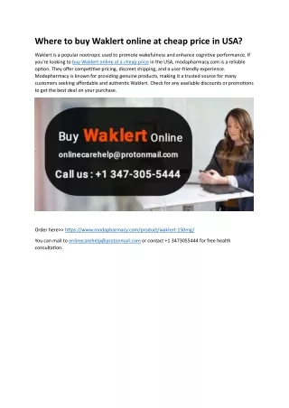 Where to buy Waklert online at cheap price in USA