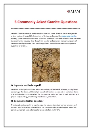 Most Common Question asked about Granite