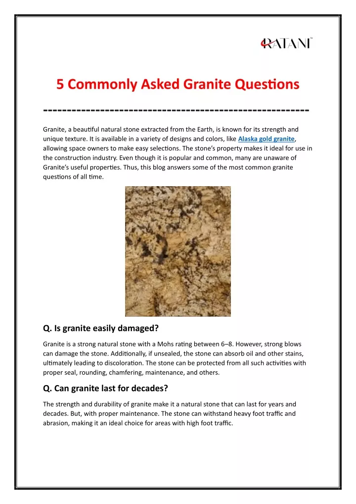 5 commonly asked granite questions