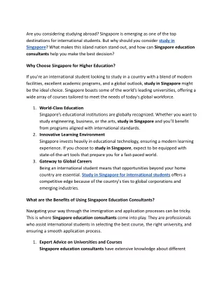 Why Should You Study in Singapore? A Guide for International Students