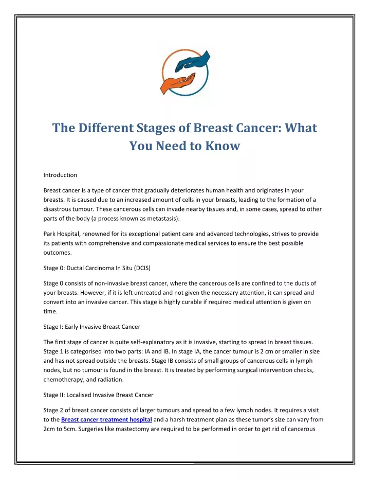 the different stages of breast cancer what