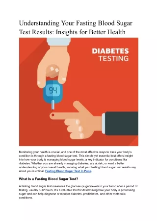 Understanding Your Fasting Blood Sugar Test Results_ Insights for Better Health